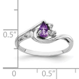 14k White Gold 5x3mm Pear Amethyst and A Diamond Ring Y4628AM/A
