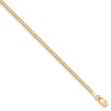 14K 10 inch 2.2mm Flat Beveled Curb with Lobster Clasp Anket FBU060