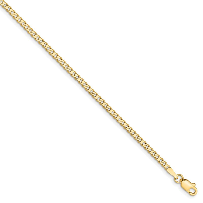 14K 10 inch 2.2mm Flat Beveled Curb with Lobster Clasp Anket FBU060