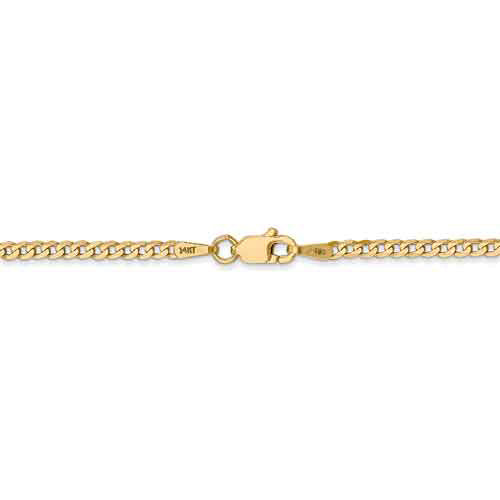 14K 10 inch 2.2mm Flat Beveled Curb with Lobster Clasp Anket FBU060