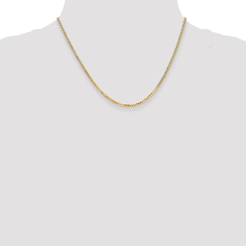 14K 10 inch 2.2mm Flat Beveled Curb with Lobster Clasp Anket FBU060
