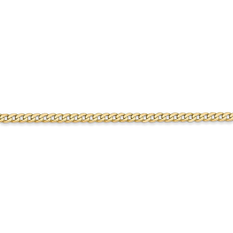 14K 10 inch 2.2mm Flat Beveled Curb with Lobster Clasp Anket FBU060