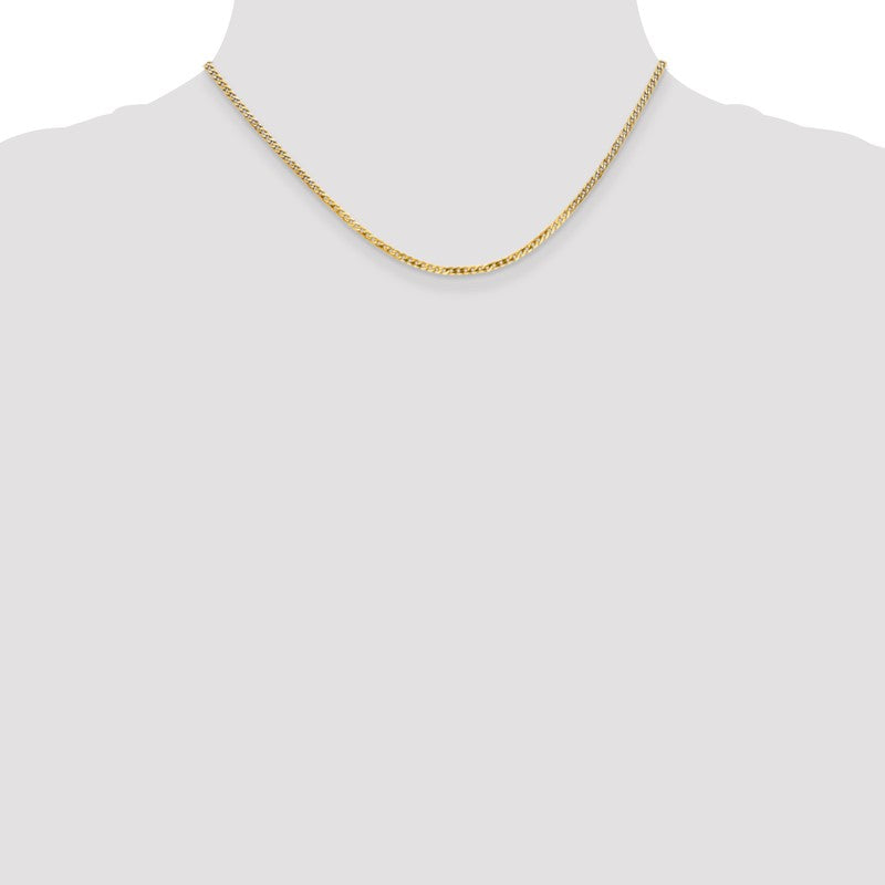 14K 10 inch 2.2mm Flat Beveled Curb with Lobster Clasp Anket FBU060