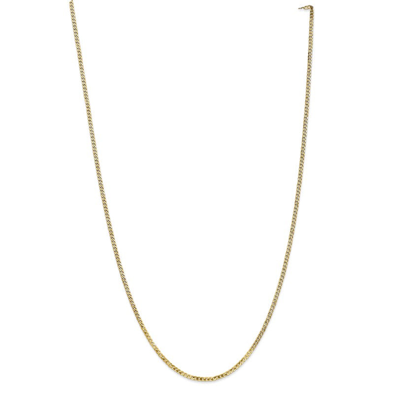 14K 10 inch 2.2mm Flat Beveled Curb with Lobster Clasp Anket FBU060