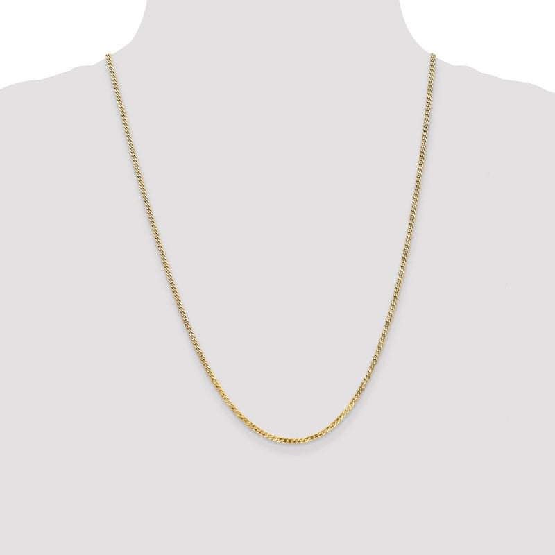 14K 10 inch 2.2mm Flat Beveled Curb with Lobster Clasp Anket FBU060
