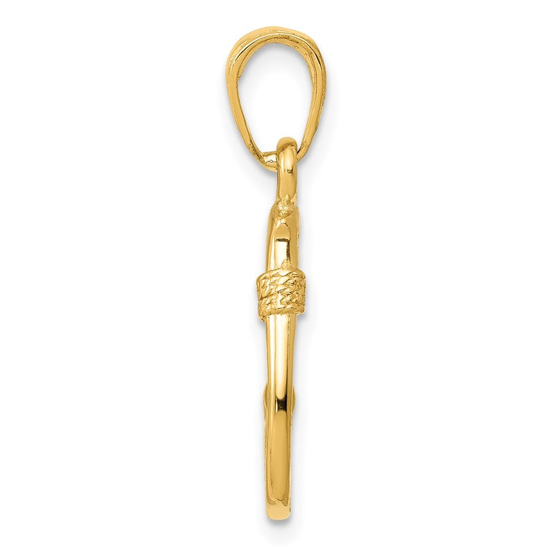 14K 3-D Fish Hook Pendant K3043