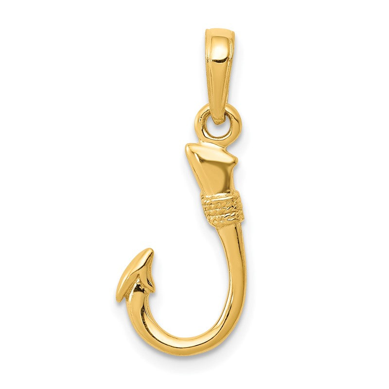 14K 3-D Fish Hook Pendant K3043