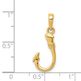 14K 3-D Fish Hook Pendant K3043