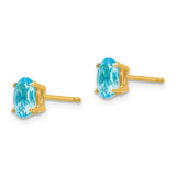 14k 6x4mm Oval Blue Topaz Post Earrings XE86BT