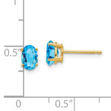 14k 6x4mm Oval Blue Topaz Post Earrings XE86BT