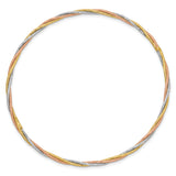 14k Tri-color Polished Diamond-cut Twisted 2.00mm Slip-on Round Bangle Bracelet DB575