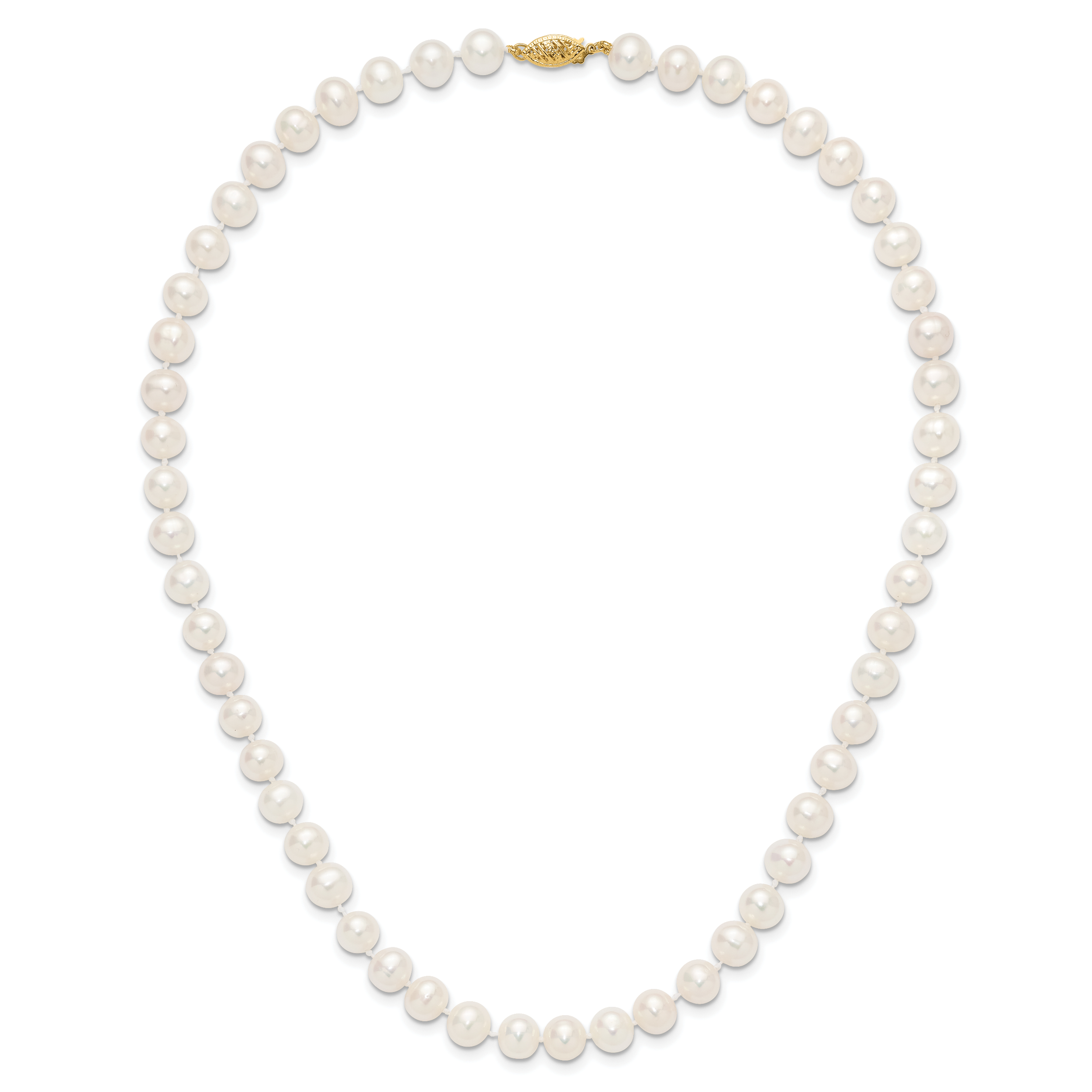 14k 7-8mm White Near-Round Freshwater Cultured Pearl 16 inch Necklace WPN070