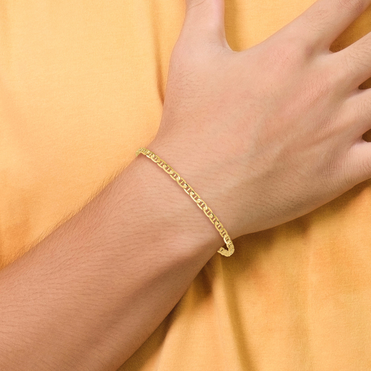 14K 10 inch 3mm Concave Anchor with Lobster Clasp Chain CCA080