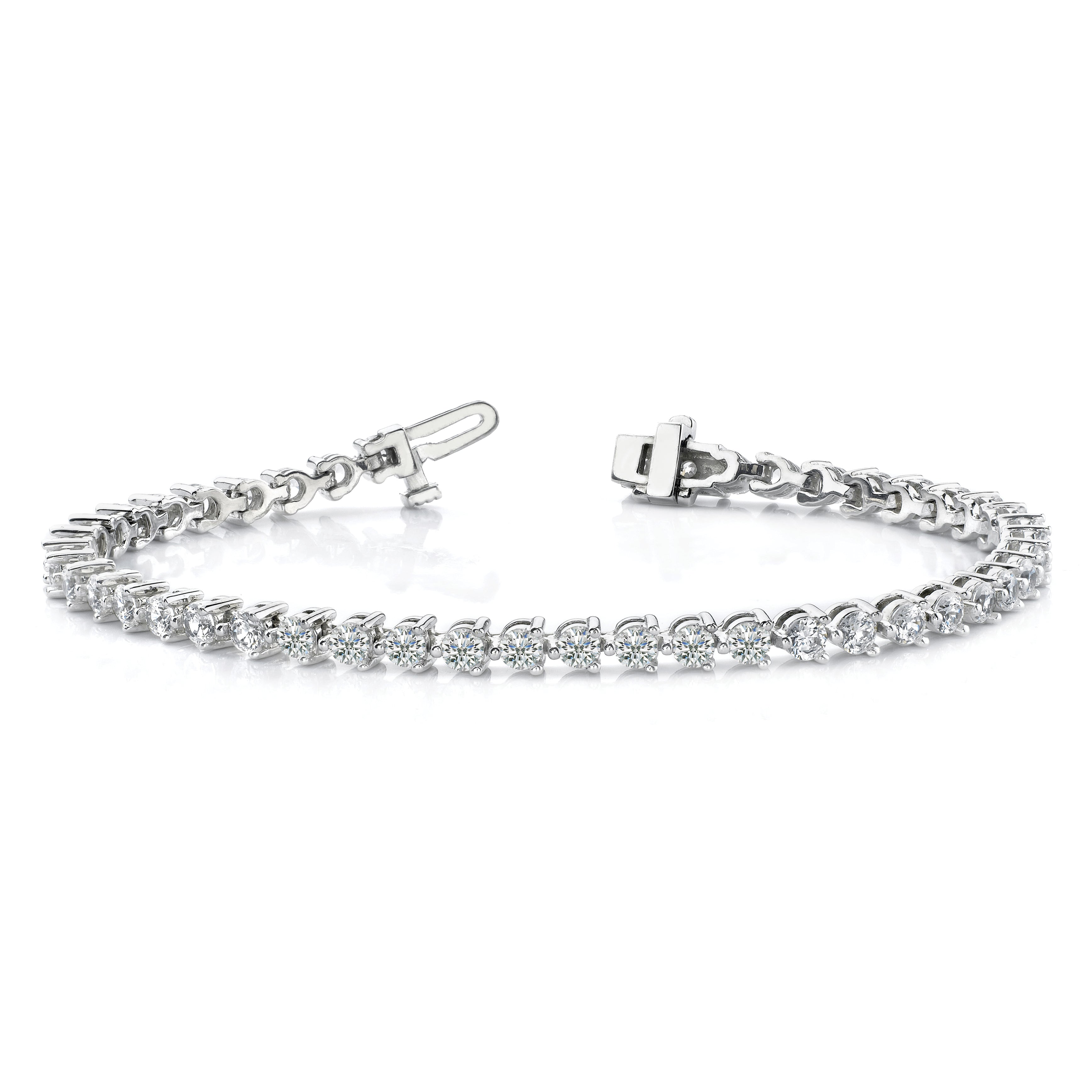 14k White Gold Complete 6.15 carat Round A Diamond 3-prong 7 inch Tennis Bracelet X2841WA