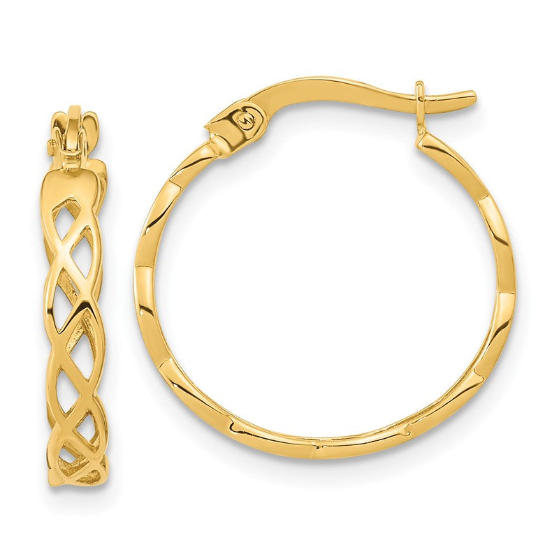 14k Gold Polished Intertwined Filigree Hoop Earrings TF1282