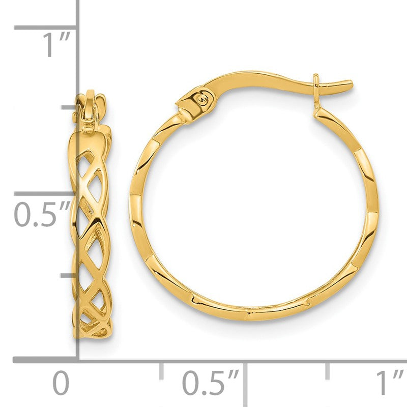 14k Gold Polished Intertwined Filigree Hoop Earrings TF1282