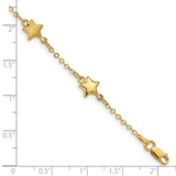 14K Brushed and Polished Puffed Stars 5-Station 7 inch Bracelet FB1546