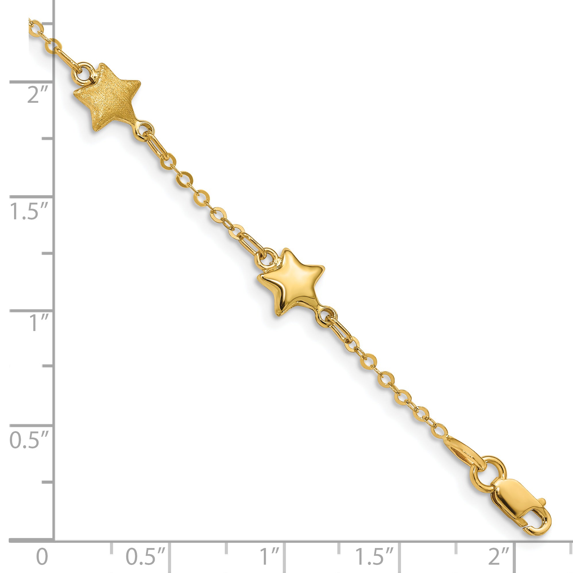 14K Brushed and Polished Puffed Stars 5-Station 7 inch Bracelet FB1546
