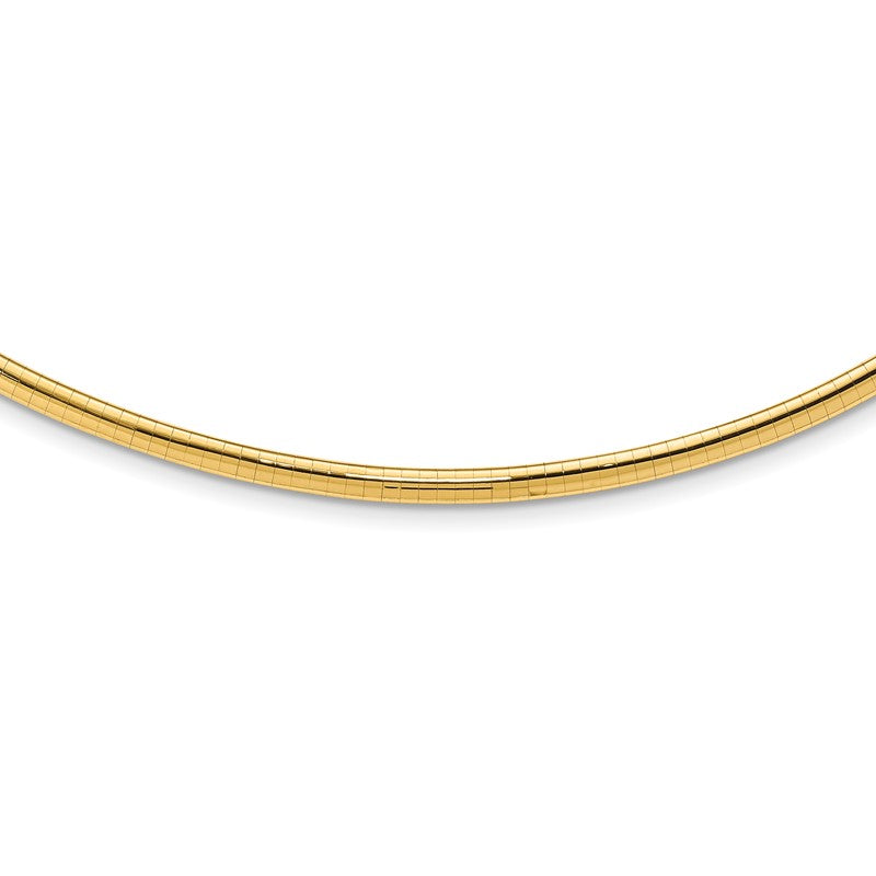 14k Polished 4mm Lightweight 16 inch Domed Omega Necklace ODL4