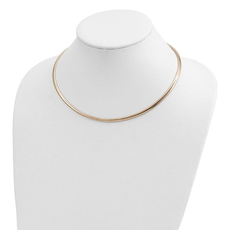 14k Polished 4mm Lightweight 16 inch Domed Omega Necklace ODL4