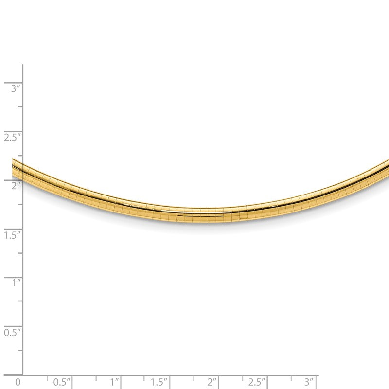 14k Polished 4mm Lightweight 16 inch Domed Omega Necklace ODL4