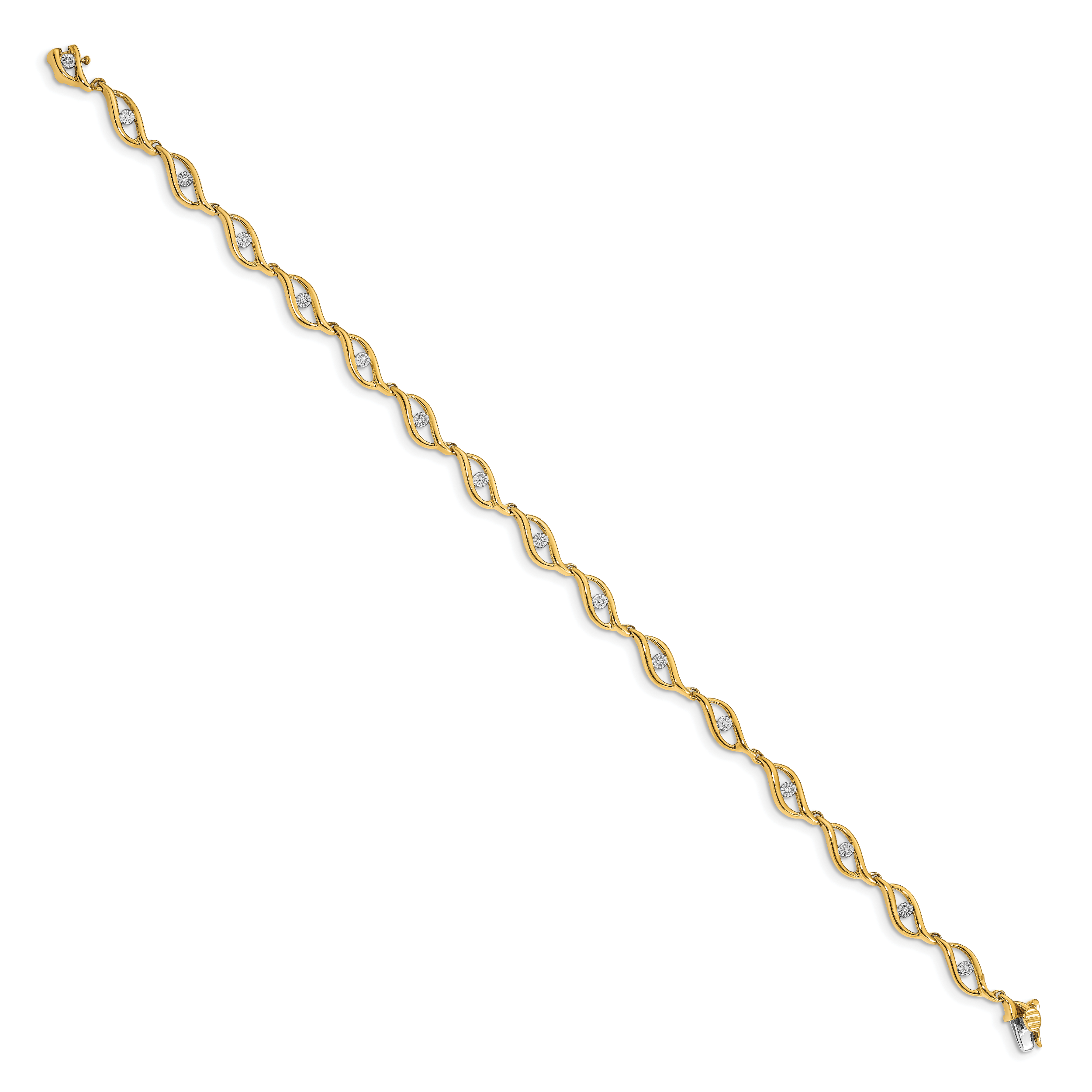 14k Complete 0.03 carat Diamond Link 7.5 inch Bracelet BM4611