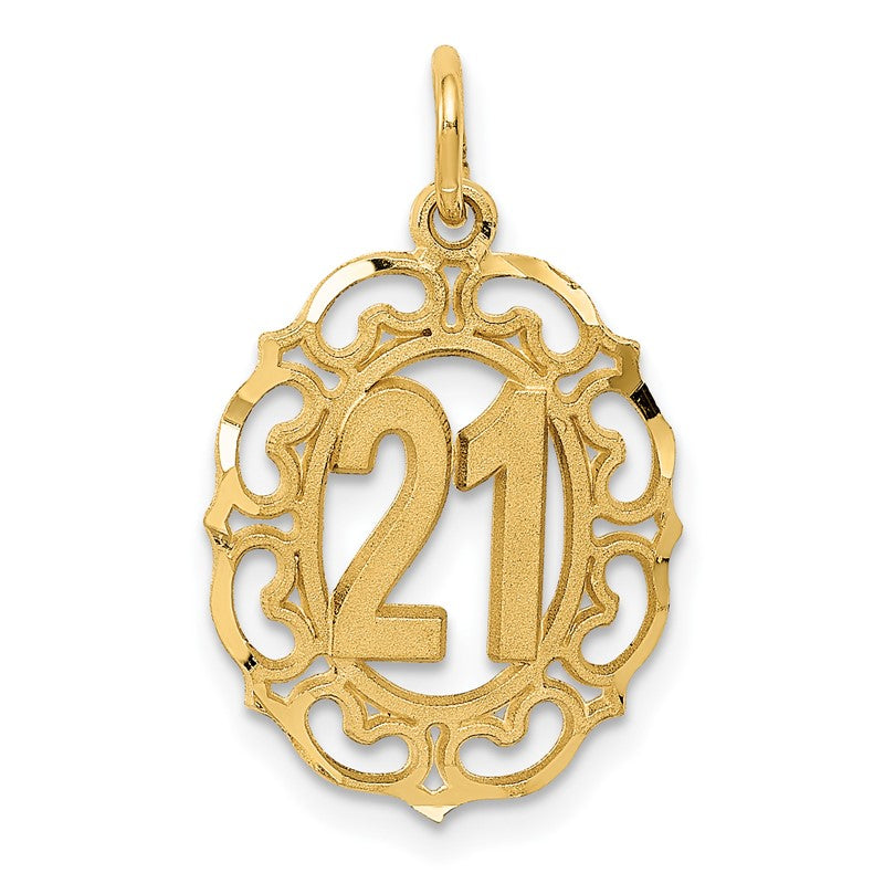 14k Diamond-cut 21 in Oval Pendant C996