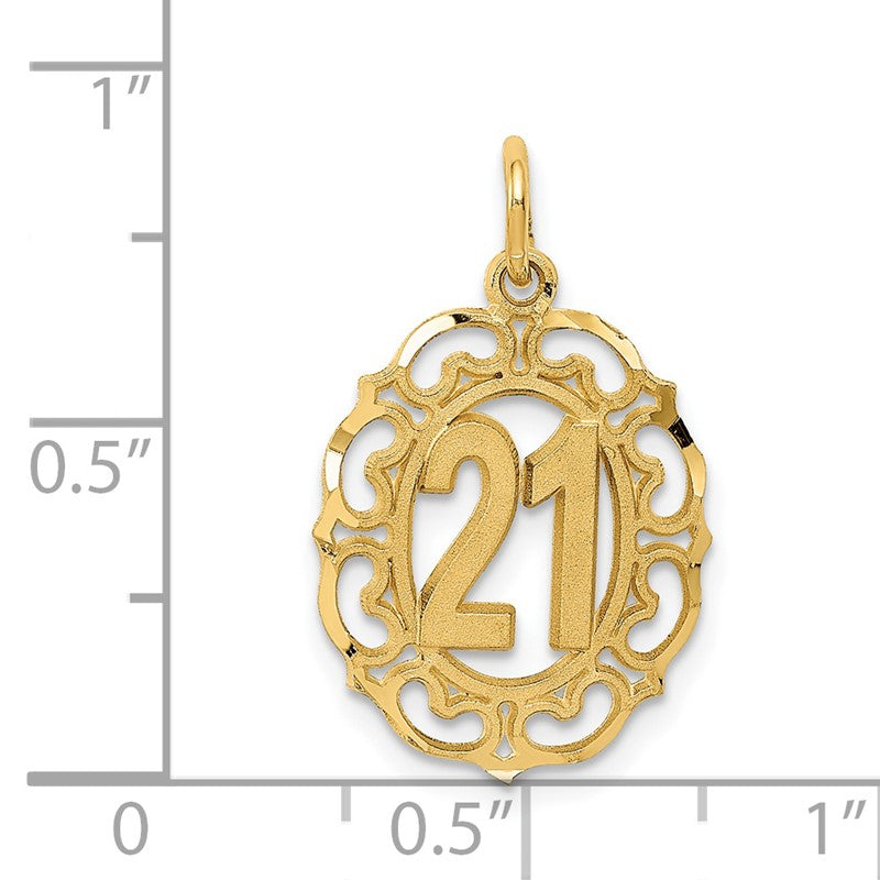 14k Diamond-cut 21 in Oval Pendant C996