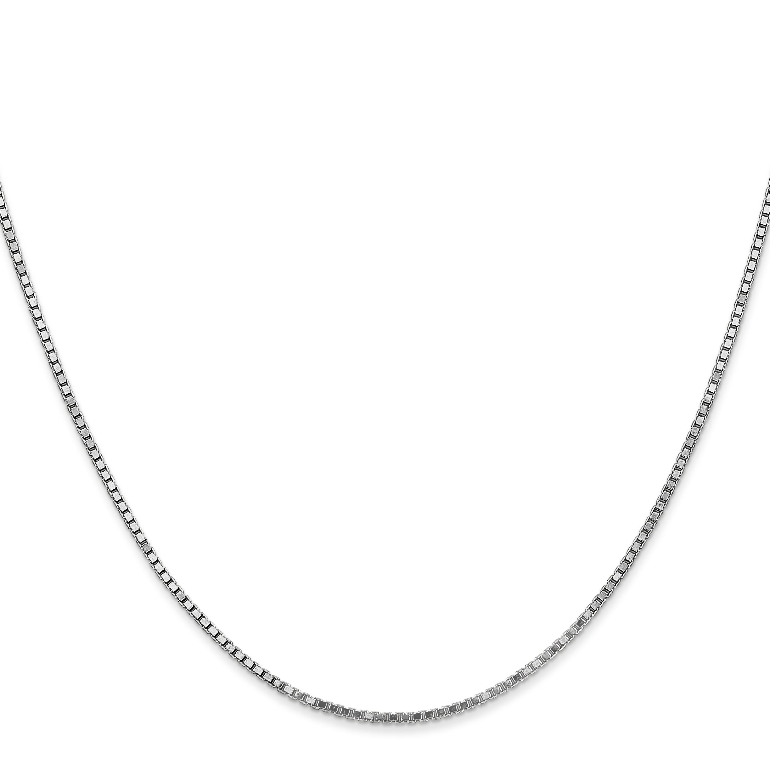 14K White Gold 14 inch 1.4mm Box with Lobster Clasp Chain WLB125