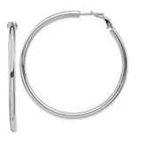 14k White Gold 3x52mm Polished Round Omega Back Tube Hoop Earrings PRE924W