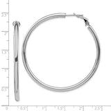 14k White Gold 3x52mm Polished Round Omega Back Tube Hoop Earrings PRE924W