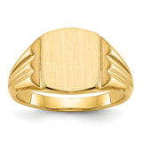 14k 8.5x10.5mm Cushion Closed Back Signet Ring RS390