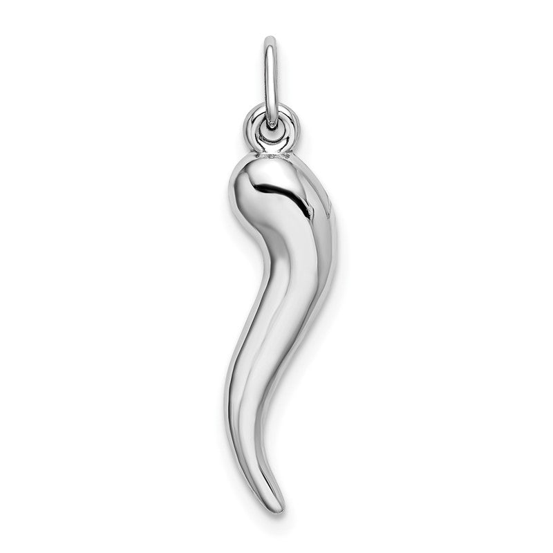 14k White Gold 3-D Italian Horn Charm K5927