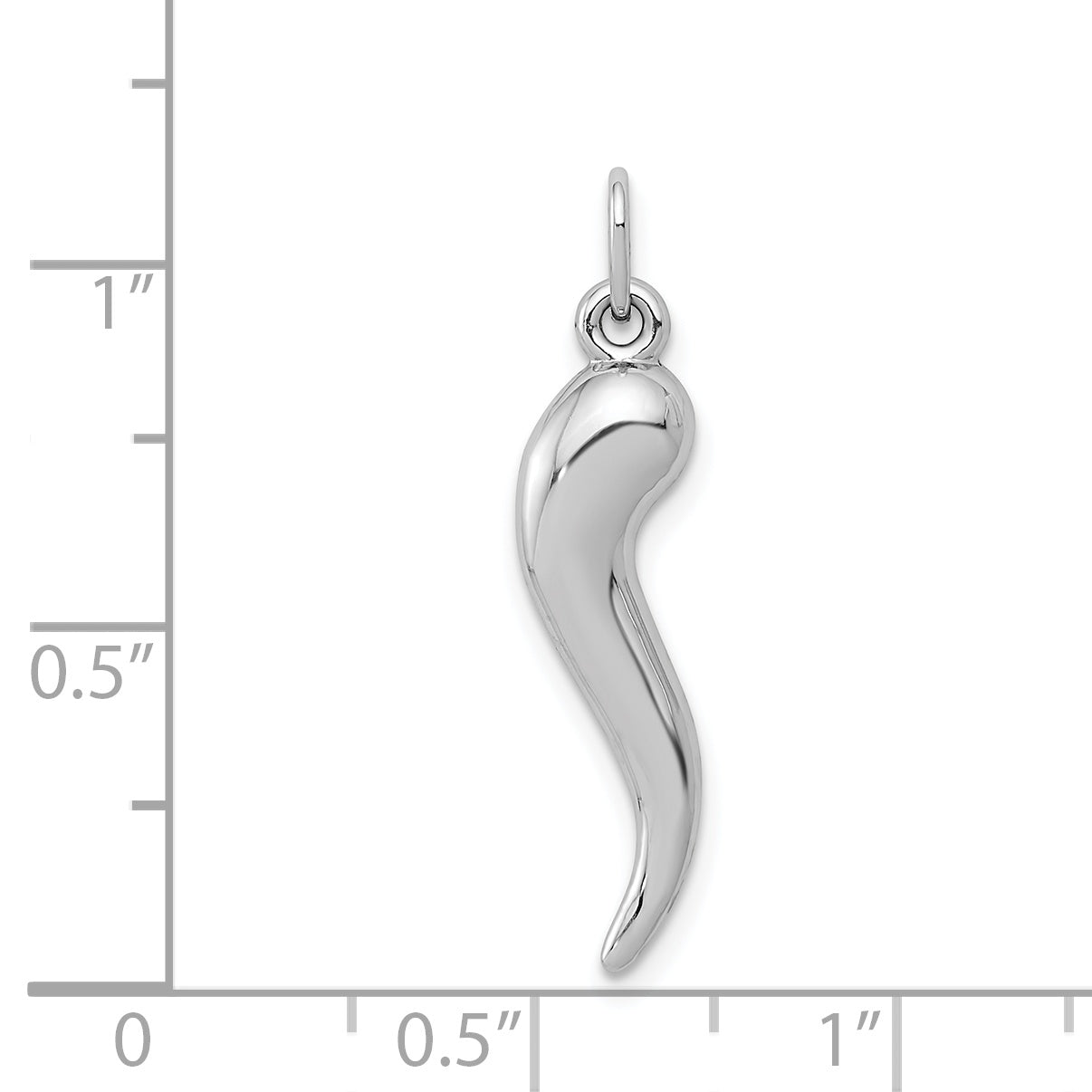 14k White Gold 3-D Italian Horn Charm K5927