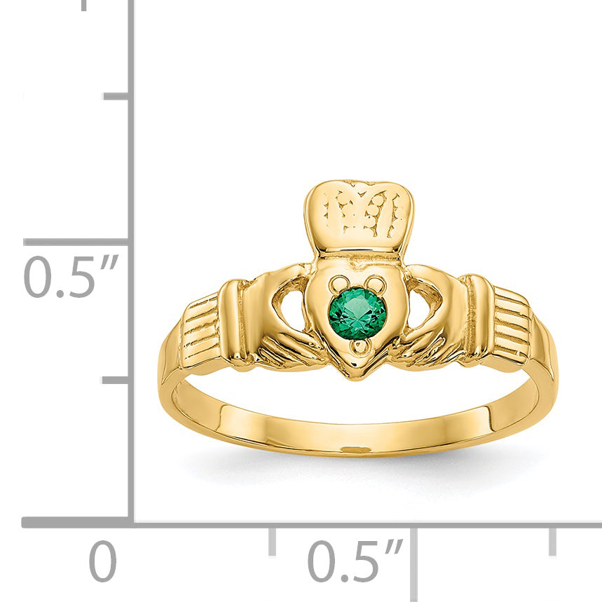 14k Green CZ Claddagh Ring XCH329