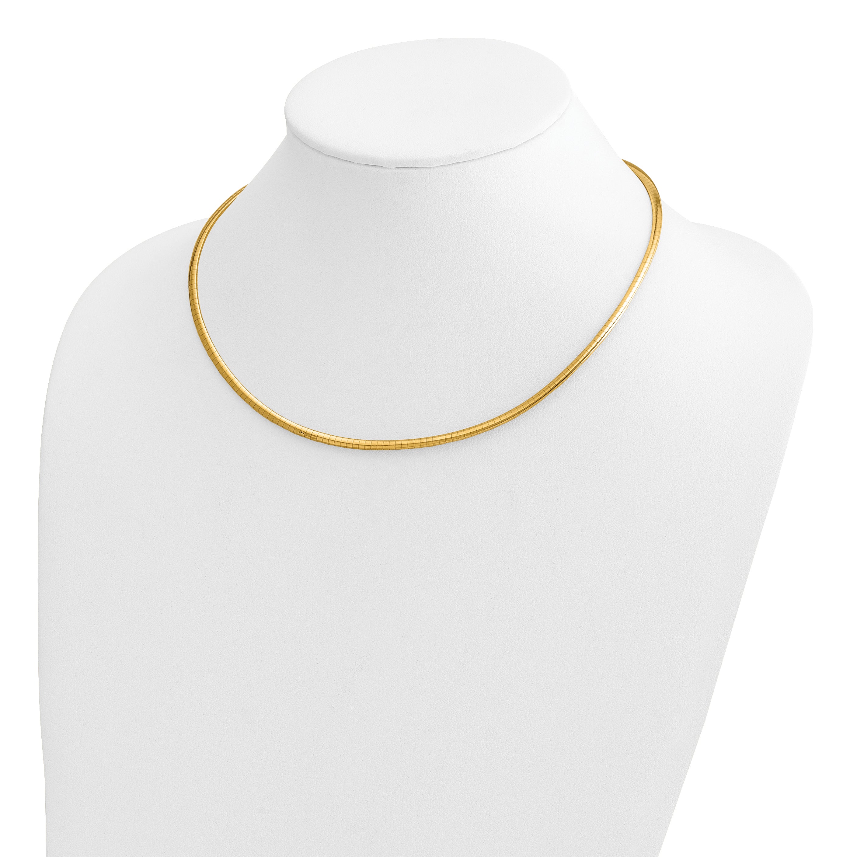 14k Polished 3mm Standard Weight 16 inch Domed Omega Necklace OD3