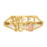 14K Two-tone Quinceanera SWEET 15 Heart Ring K3884