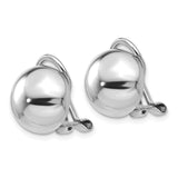 14k White Gold 12mm Polished Half Ball Omega Back Non-pierced Earrings TM286