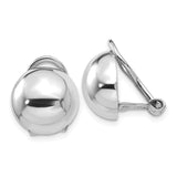 14k White Gold 12mm Polished Half Ball Omega Back Non-pierced Earrings TM286