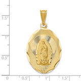 14K Polished Diamond-cut Solid Large Our Lady Of Guadalupe Oval Pendant K5636