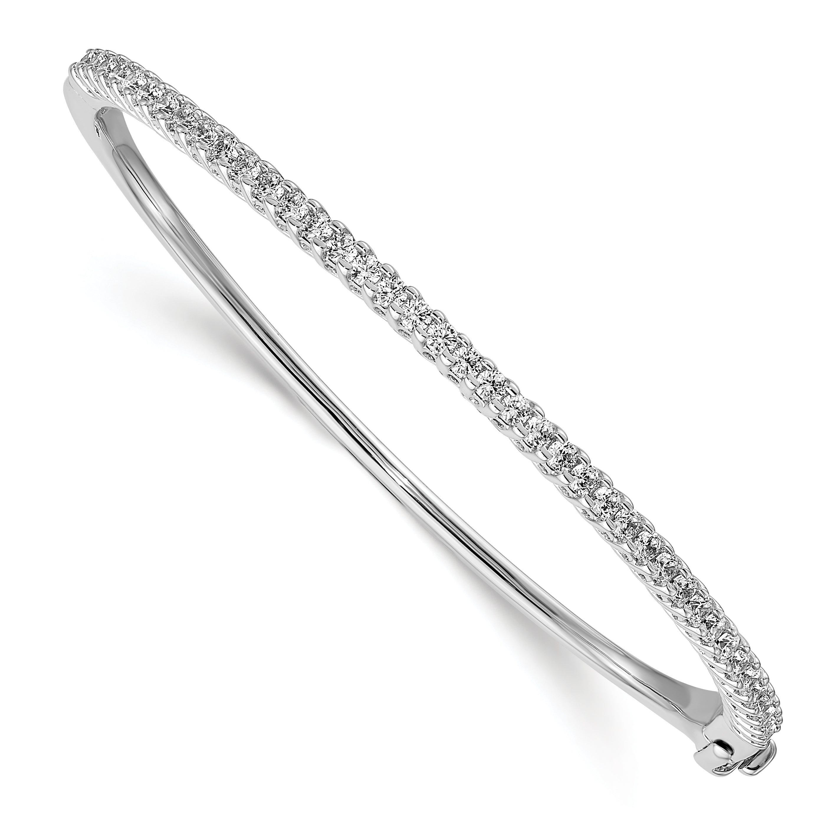 14k White Gold AAA Diamond Hinged Bangle XB321AAA