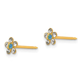 Inverness 14k Clear and Blue Crystal Flower Post Piercing Earrings 217E