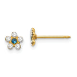 Inverness 14k Clear and Blue Crystal Flower Post Piercing Earrings 217E