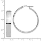 14k White Gold 7x35mm High Polished Tube Hoop Earrings TF1415W