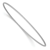 14k White Gold Polished Textured Twist 1.50mm Slip-on Round Bangle Bracelet DB543