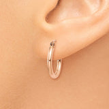 14k Rose Gold 2x15mm Polished Lightweight Tube Hoop Earrings TF652