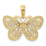 14k Two-tone with White Rhodium Diamond-cut Butterfly Pendant K4832