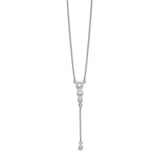 14k White Gold 1/4 carat Diamond Graduated 3-stone with Dangle 18 inch Y-Necklace PM3742