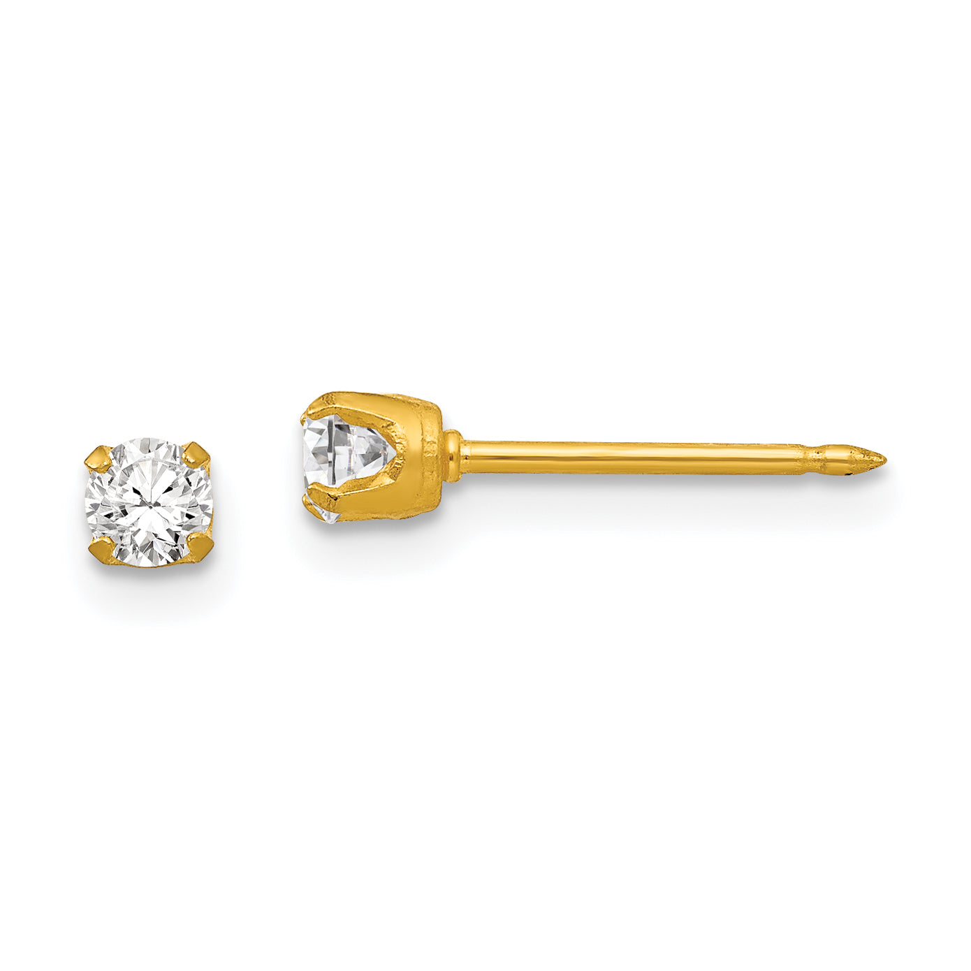 Inverness 18k 3mm CZ Post Piercing Earrings 243E