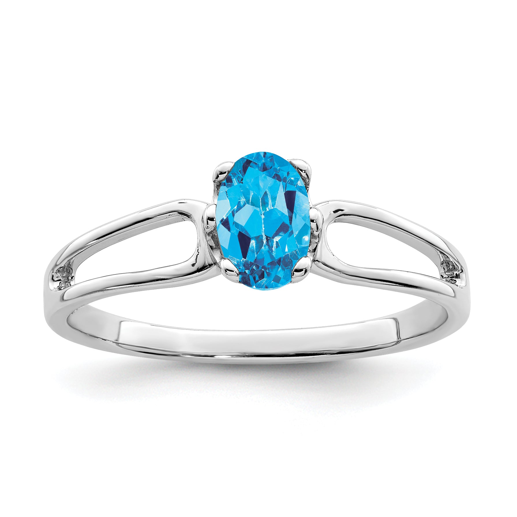 14k White Gold 6x4mm Oval Blue Topaz ring Y4634BT